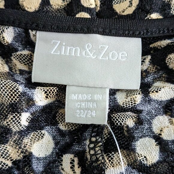 Zim & Zoe Imogen Overlay Tunic Blouse Sheer Black Dotted Top Size 22/24 NWT - Picture 12 of 16